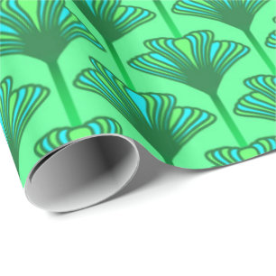 Art Deco Lilie, Jade Grün und Türkis Geschenkpapier