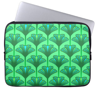 Art Deco Lilie, Jade Grün und Türkis Laptopschutzhülle