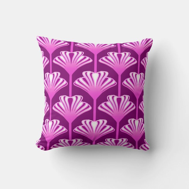 Art Deco Lily, Amethyst Lila und Orchid Kissen (Vorderseite)