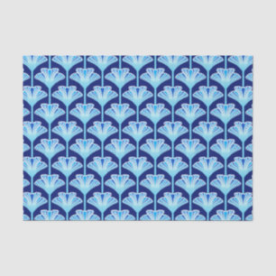 Art Deco Lily, Cobalt Blue, Aqua und White Seidenpapier
