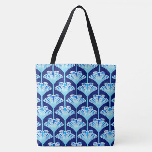 Art Deco Lily, Cobalt Blue, Aqua und White Tasche