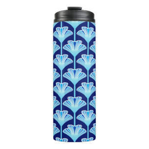Art Deco Lily, Cobalt Blue, Aqua und White Thermosbecher