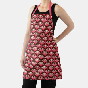 Art Deco Lily, Dunkelbraun und Korallenrosa Schürze