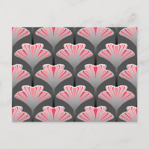 Art Deco Lily, grau / grau und korallenrosa Postkarte