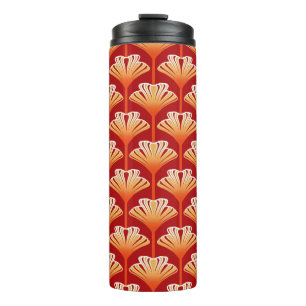 Art Deco Lily, Mandarin Orange und Gold Thermosbecher