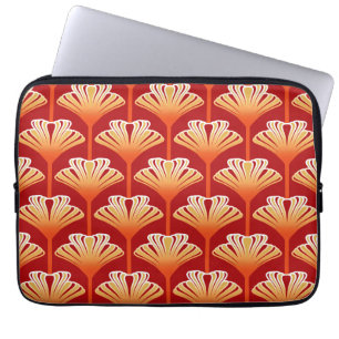 Art Deco Lily, Mandarine Orange und Gold Laptopschutzhülle