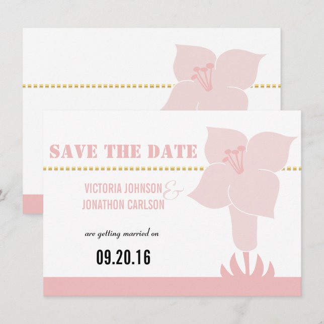 Art Deco Lily Moderne Typografie Einladung (Vorne/Hinten)