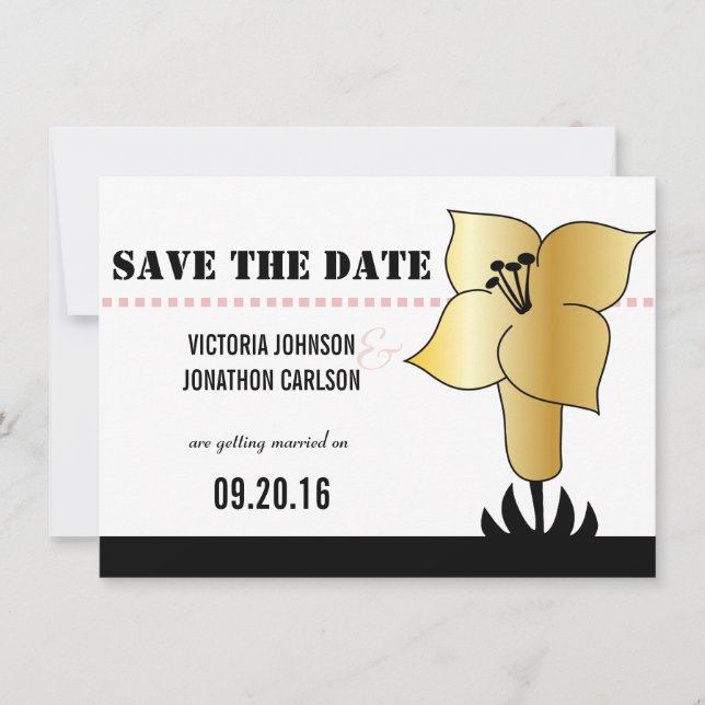 Art Deco Lily Moderne Typografie Einladung (Vorderseite)