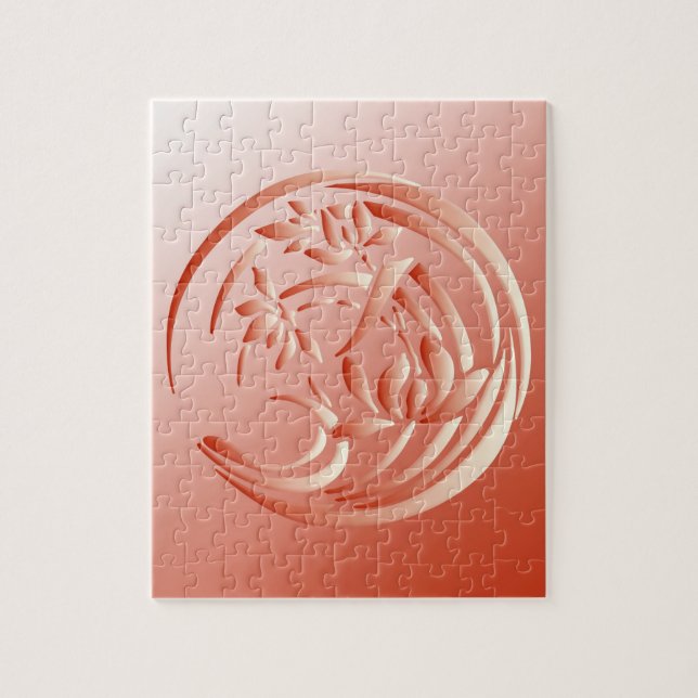 Art Deco Lily Muster - Korallenorange (Vertikal)
