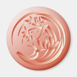 Art Deco Lily Muster - Korallenorange Magnet