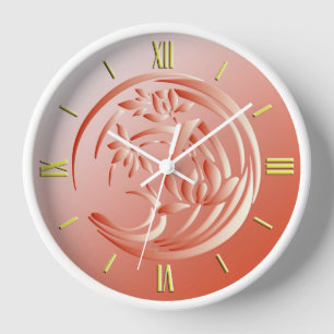 Art Deco Lily Muster - Korallenorange Uhr