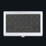 Art Deco Lineare Geometrie Schwarz-weiß Personalis Visitenkarten Dose<br><div class="desc">Art Deco Linear Geometry Schwarz-weißer Personalisierter Visitenkartenfall</div>