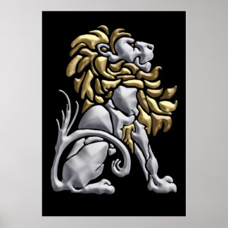 Art déco Lion or et argent