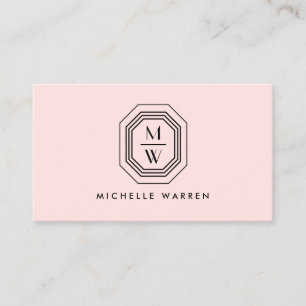 Art-Deco-Logo auf Monogramm in Rosa Visitenkarte