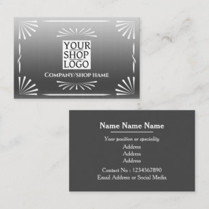 Art Deco Logo Silver Visitenkarte