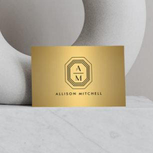 Art-Deco-Logos für Monogramme auf Imitaten Gold Visitenkarte
