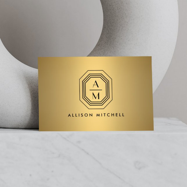 Art-Deco-Logos für Monogramme auf Imitaten Gold Visitenkarte (Von Creator hochgeladen)