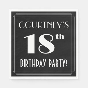 Art Deco Look 18th Birthday Party With Custom Name Serviette