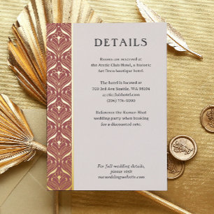 Art Deco Lotus Gold Détails Mariage Carte de boîti