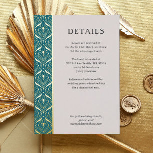 Art Deco Lotus Gold Wedding Details Karte