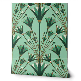 Art Deco Lotus - Scallop Lotus - Mint Green Tapete