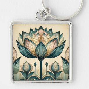 Art Deco Lotus Schlüsselanhänger