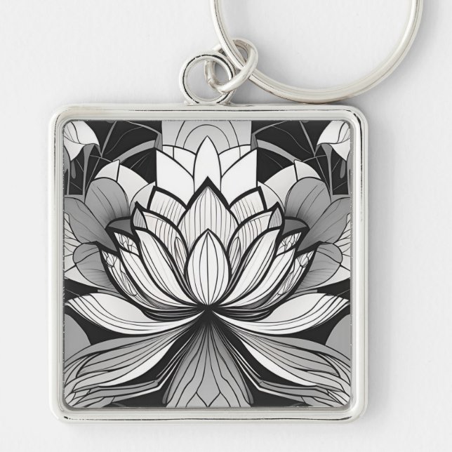 Art Deco Lotus Schlüsselanhänger (Vorne)