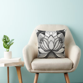 Art Deco Lotus Throw Kissen