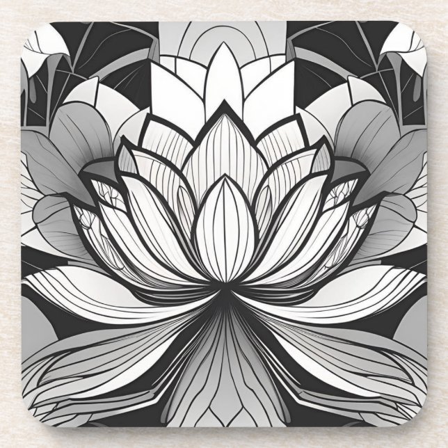 Art Deco Lotus Untersetzer Set (Vorderseite)