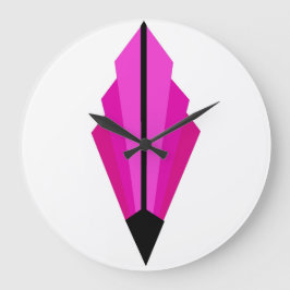 Art Deco Lüftermuster in Rosa und Himbeere Große Wanduhr