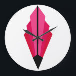 Art Deco Lüftermuster in Rot Große Wanduhr<br><div class="desc">Das Deko-Fächermuster ist in verschiedenen Farbtönen gehalten,  die Dekoration ist überwiegend in Anzug gehalten</div>