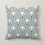 Art Deco Lüftermuster in Steel Blue Kissen<br><div class="desc">Art Deco Lüftermuster aus Stahl Blau und Creme</div>