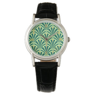 Art-Deco-Lüftermuster - Kiefer- und Minzgrün Armbanduhr