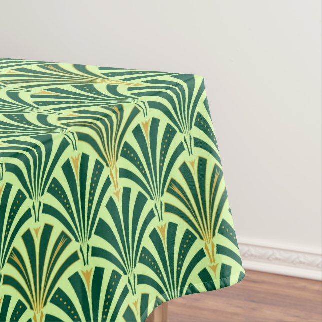 Art-Deco-Lüftermuster - Kiefer- und Minzgrün Tischdecke (Beispiel)