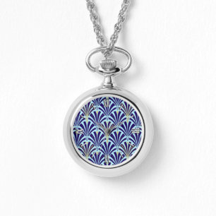 Art Deco-Lüftermuster - Kobalt und Himmel blau Armbanduhr
