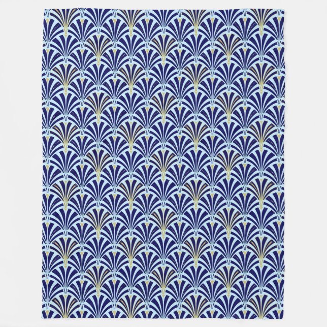 Art Deco-Lüftermuster - Kobalt und Himmel blau Fleecedecke (Vorderseite)