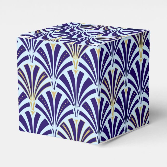 Art Deco-Lüftermuster - Kobalt und Himmel blau Geschenkschachtel (Vorderseite)
