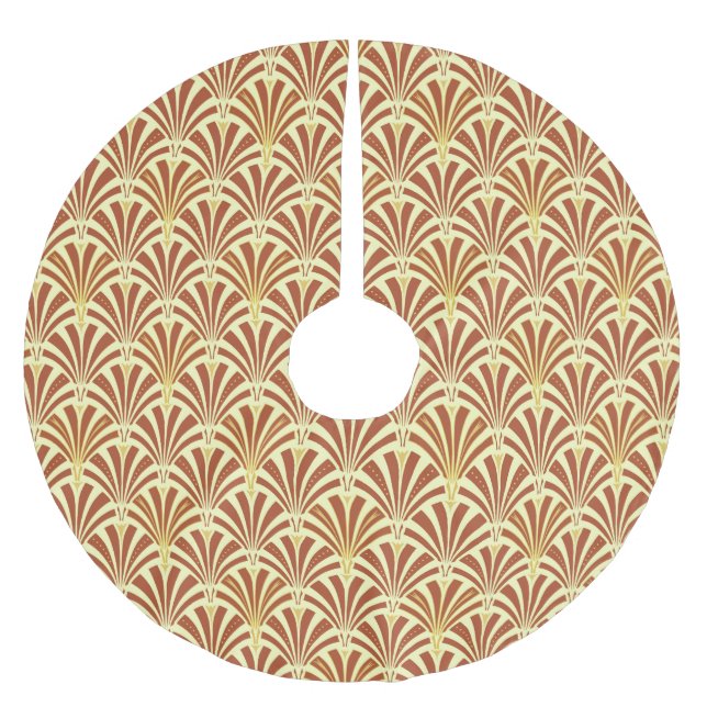 Art-Deco-Lüftermuster - Kupfer auf gelb Polyester Weihnachtsbaumdecke (Vorderseite)