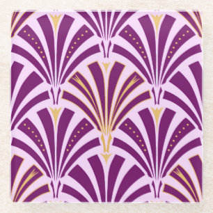 Art-Deco-Lüftermuster - lila und orchid Glasuntersetzer
