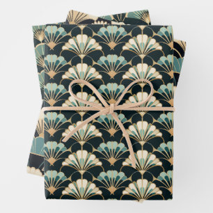 Art Deco Lüftermuster Matte Wrapping Paper Sheets Geschenkpapier Set