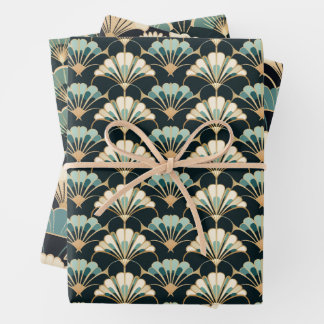 Art Deco Lüftermuster Matte Wrapping Paper Sheets Geschenkpapier Set