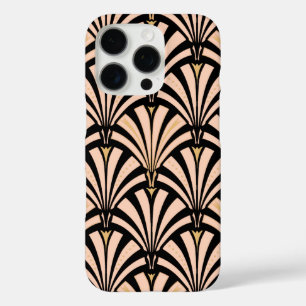 Art-Deco-Lüftermuster - Pfirsich auf schwarz iPhone 16 Pro Hülle