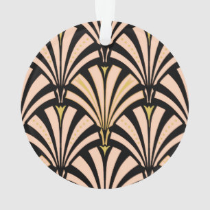 Art-Deco-Lüftermuster - Pfirsich auf schwarz Ornament