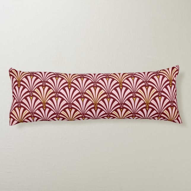 Art-Deco-Lüftermuster - Rosa und Bordeaux Seitenschläferkissen (Rückseite)