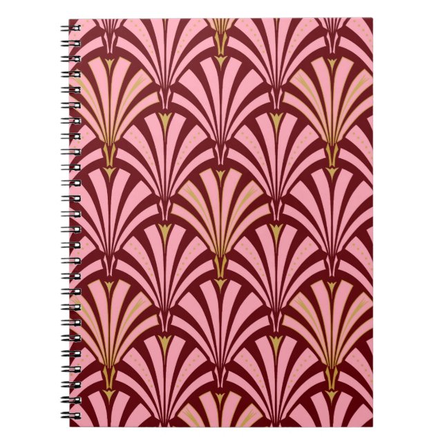 Art-Deco-Lüftermuster - Rosa und Maron Notizblock (Vorderseite)