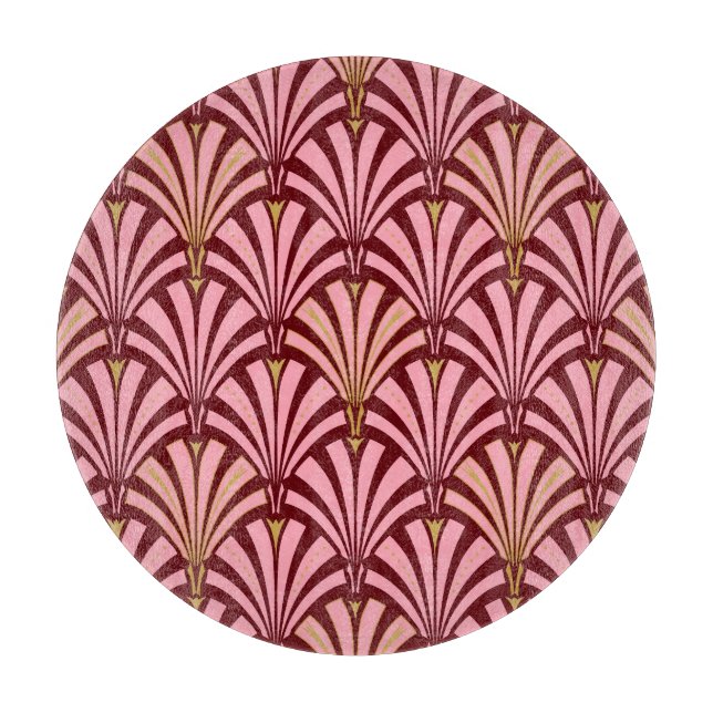 Art-Deco-Lüftermuster - Rosa und Maron Schneidebrett (Vorderseite)