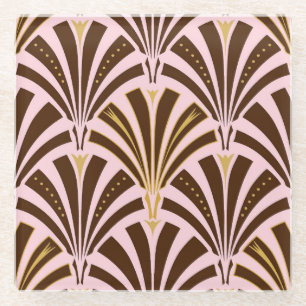 Art-Deco-Lüftermuster - Schokolade auf rosa Glasuntersetzer