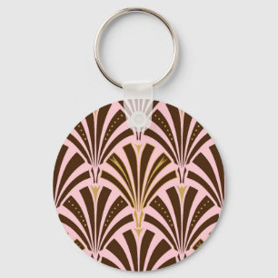 Art-Deco-Lüftermuster - Schokolade auf rosa Schlüsselanhänger