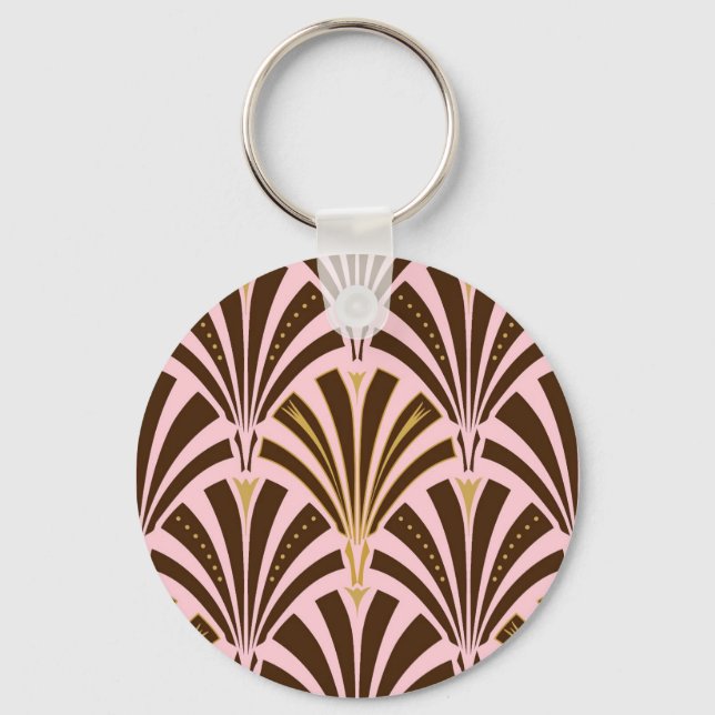 Art-Deco-Lüftermuster - Schokolade auf rosa Schlüsselanhänger (Vorderseite)