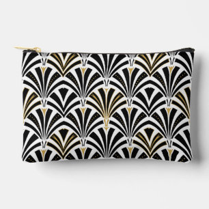 Art Deco Lüftermuster, Schwarz und Weiß Zubehörtasche